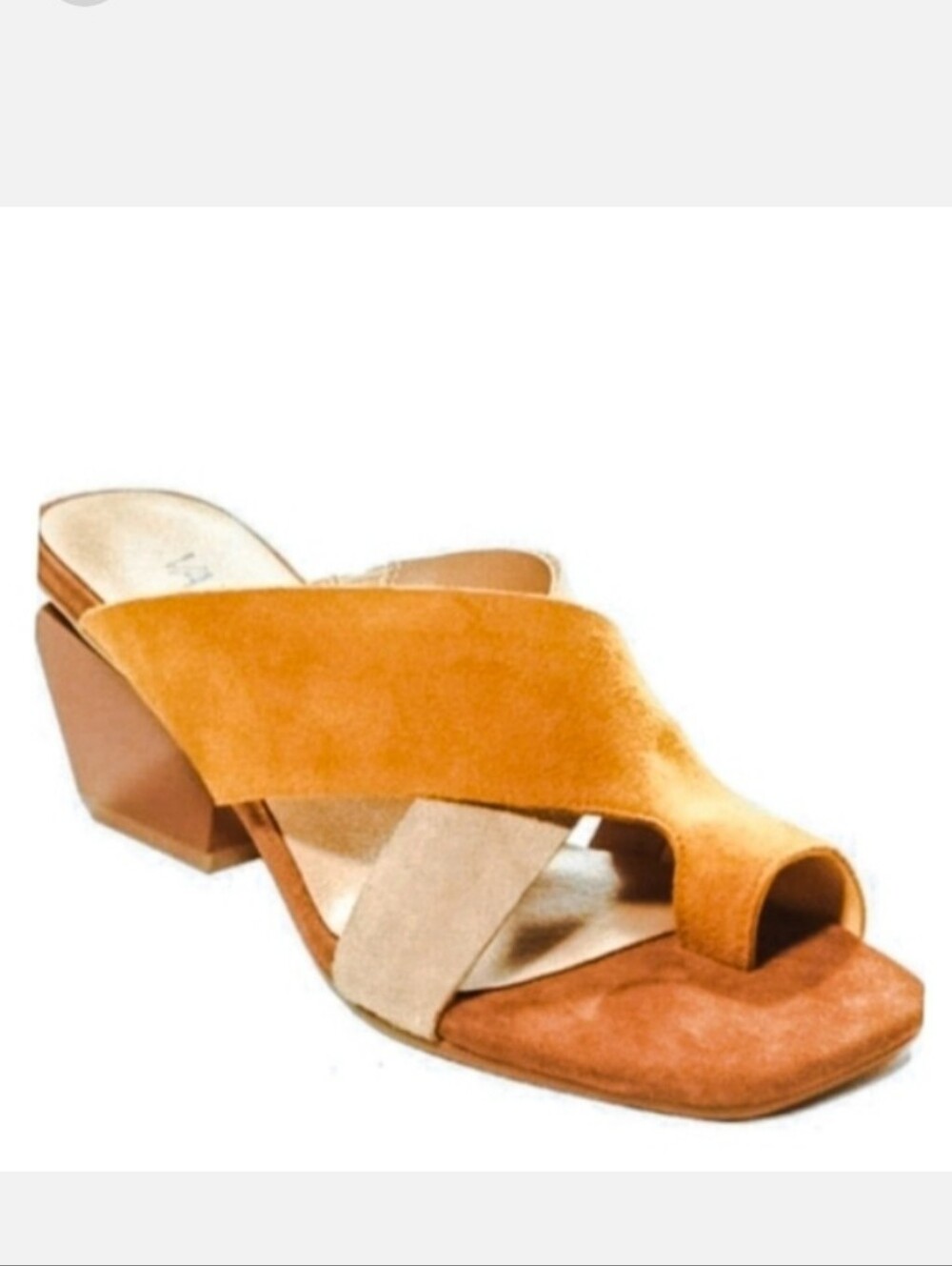 New Women's Leather Suede Vaneli Notched Kitten Heel Moara Slipon Mule Sandals